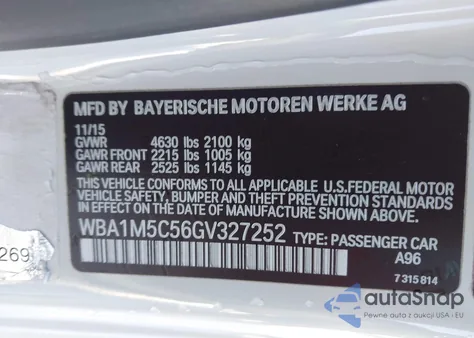 2016 BMW M235I xDrive z USA, uszkodzony, nr VIN WBA1M5C56GV327252